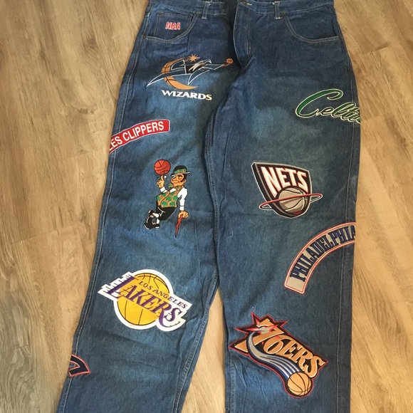 NBA Jeans Vintage Unk Basketball Patches Team Logo Poshmark